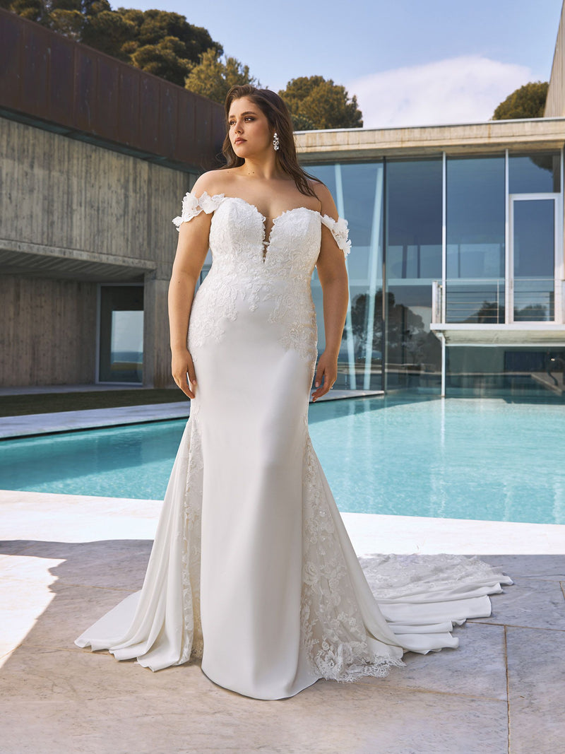 evaluate the bridal retail company pronovias on off-the-shoulder wedding dress Off-the-Shoulder Wedding Dresses in Ethereal Designs
