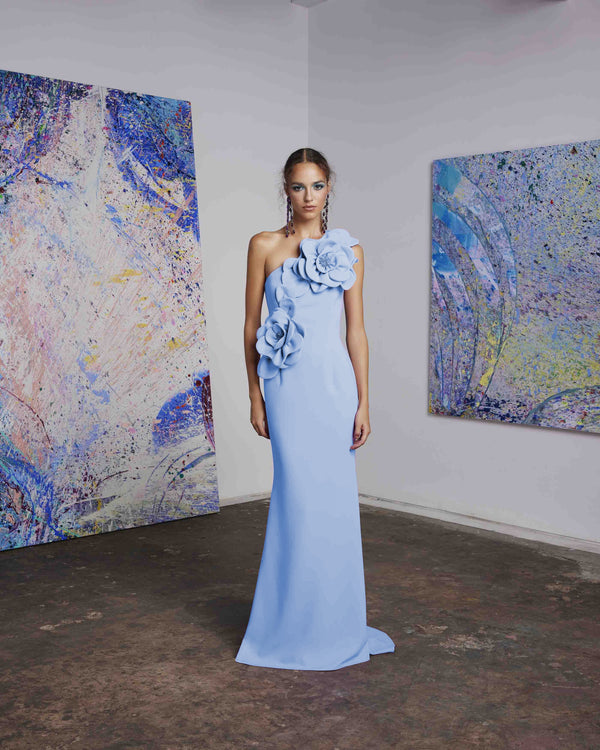 Frascara one shoulder 4615 gown blue
