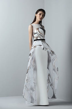 SAIID KOBEISY RE3355 Sequined Asymmetrical Overskirt Gown SAIID KOBEISY RE3355 Sequined Asymmetrical Overskirt Gown