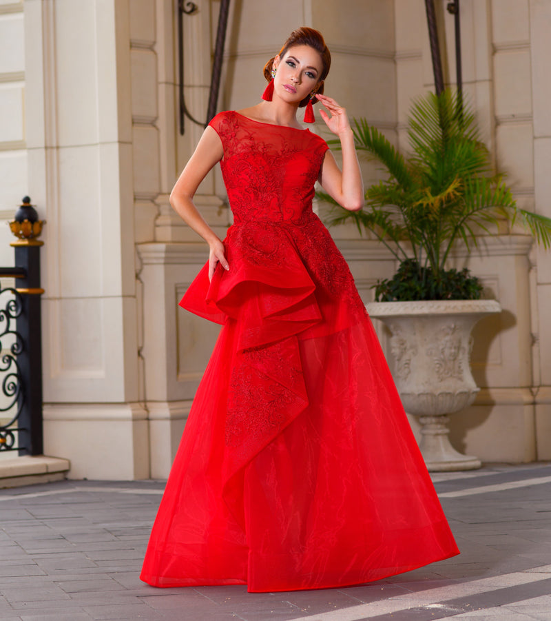 SAIID KOBEISY RE3362 APPLIQUED PEPLUM GOWN SAIID KOBEISY RE3362 APPLIQUED PEPLUM GOWN