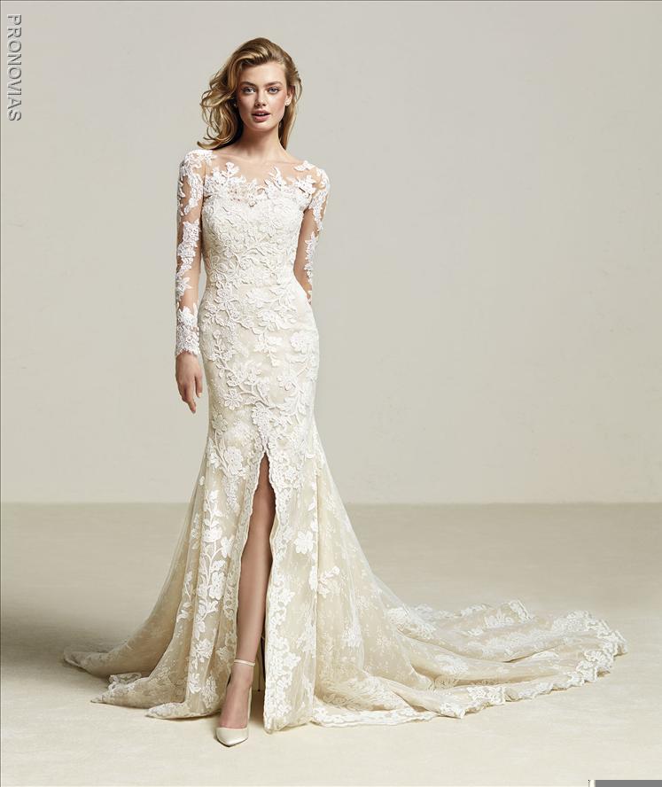 pronovias-driate-lace-embroidered-mermaid-wedding-dress-with-slit-sample-sale