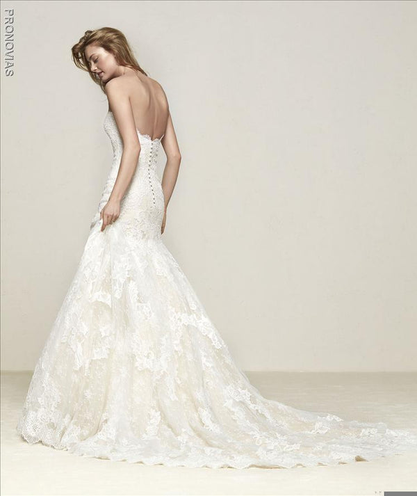 Pronovias Druida Mermaid Wedding dress with sweetheart neckline open back