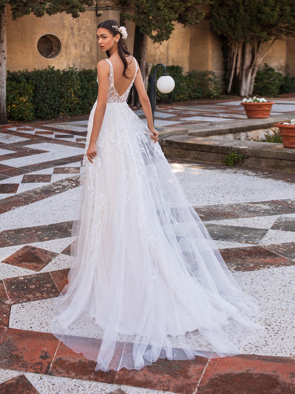 Pronovias Elara destination wedding gown back