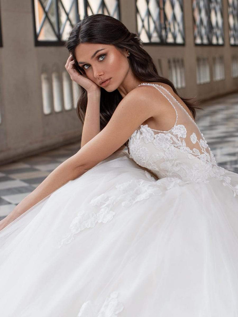 pronovias holm princess wedding gown v-neck embroidery