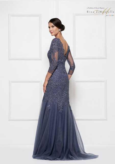 Rina di Montella RD2682 Beaded Lace dress Slate Blue