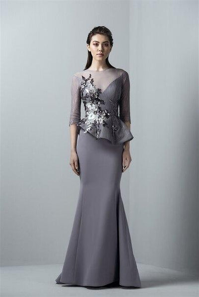 SAIID KOBEISY RE3374 Long dress with 3/4 sleeves and peplum – Fantasy ...