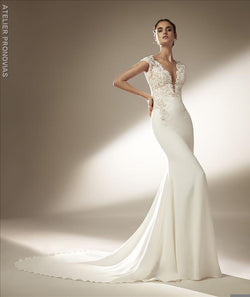 Pronovias Swanson Mermaid wedding dress with V-neck