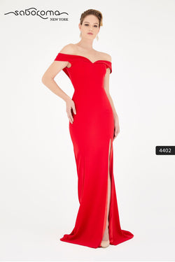 SABOROMA - 4402 OFF-SHOULDER MERMAID GOWN WITH SLIT red royal blue