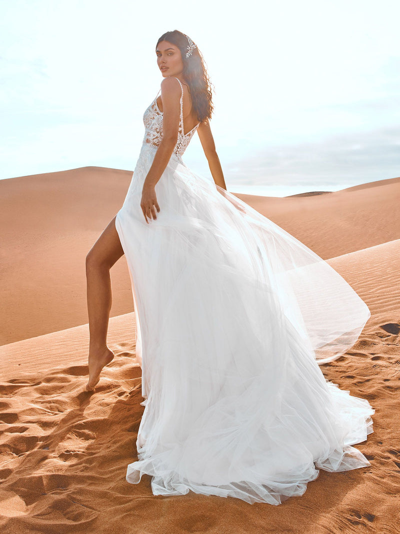 PRONOVIAS ALBATRE A-Line wedding dress in tulle and lace  This dress may be available in many other variations that are featured in the images of this style BACK