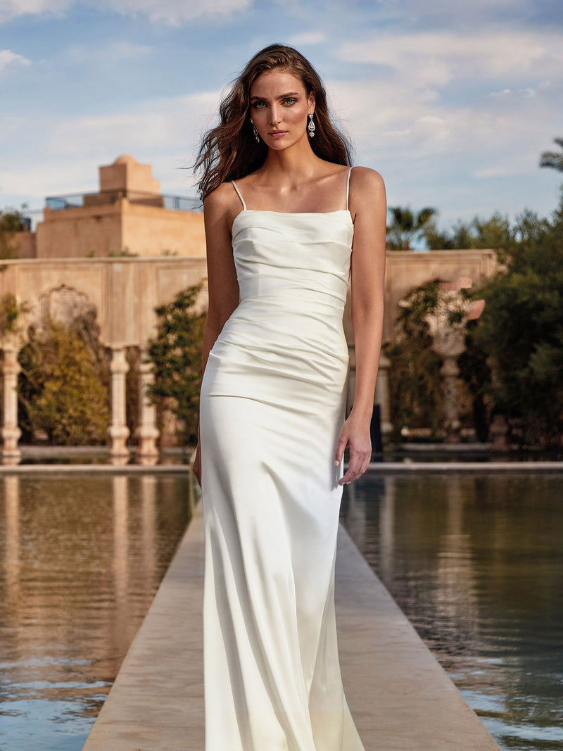 Minimalist Ruched Fit-and-Flare Gown