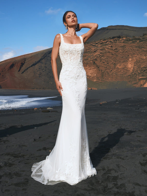 PRONOVIAS BOHOL Mermaid wedding dress in embroidered tulle WITHOUT OVERSKIRT