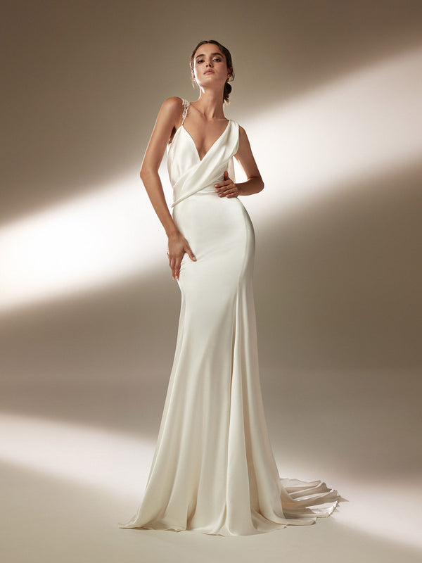 ATELIER HOLLYWOOD GLAMOUR COLLECTION JENNIFER Mermaid wedding dress with asymmetric neckline and tattoo-effect back