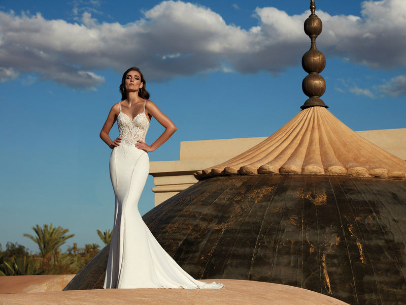 pronovias wedding dress mermaid WONIA | Mermaid wedding dress with halter neck in lace