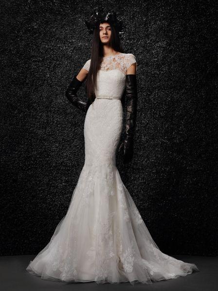 Vera Wang Mireille Fit & flare wedding dress with cap sleeves