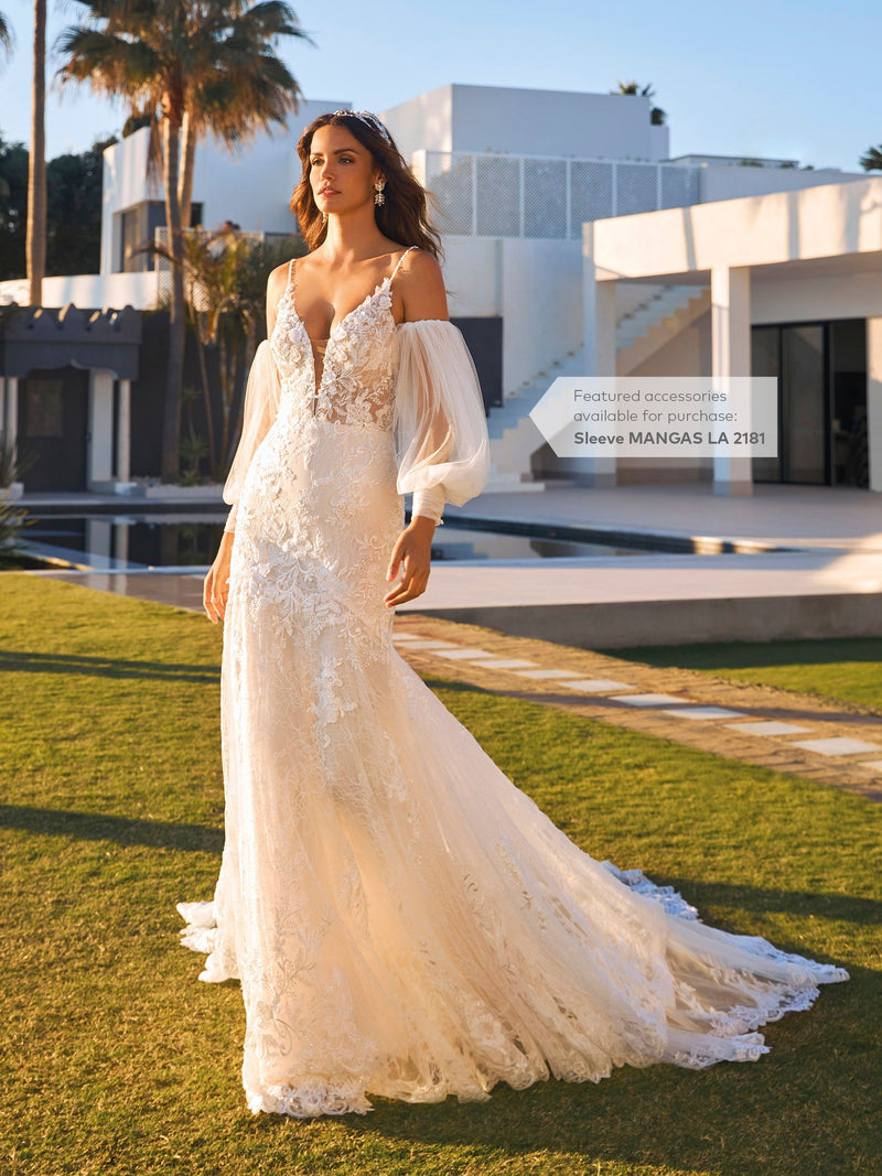 sheen wedding dresses Off-Shoulder Draped Neck spaghetti strap wedding dress with Fold-Over Straps, A-Line Cowl, and Ruched Details