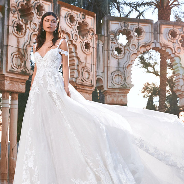 Pronovias off the deals shoulder wedding dress