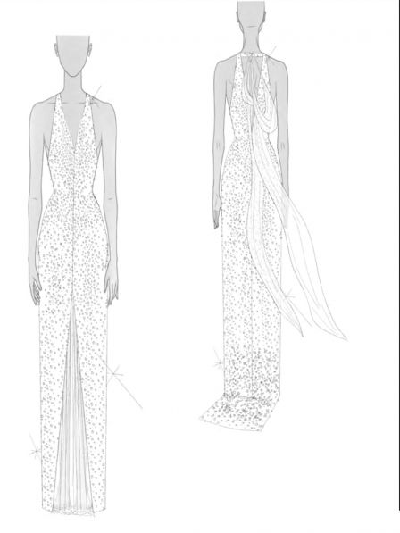 Vera Wang CAROLE Sheath wedding dress with V-neck scatch